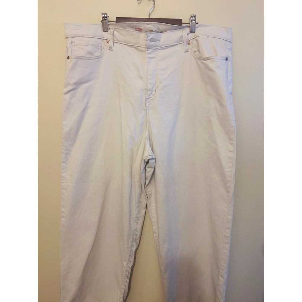 Signature Levi Strauss Heritage Loose Crop Jeans Womens 20‎ White Excellent High
